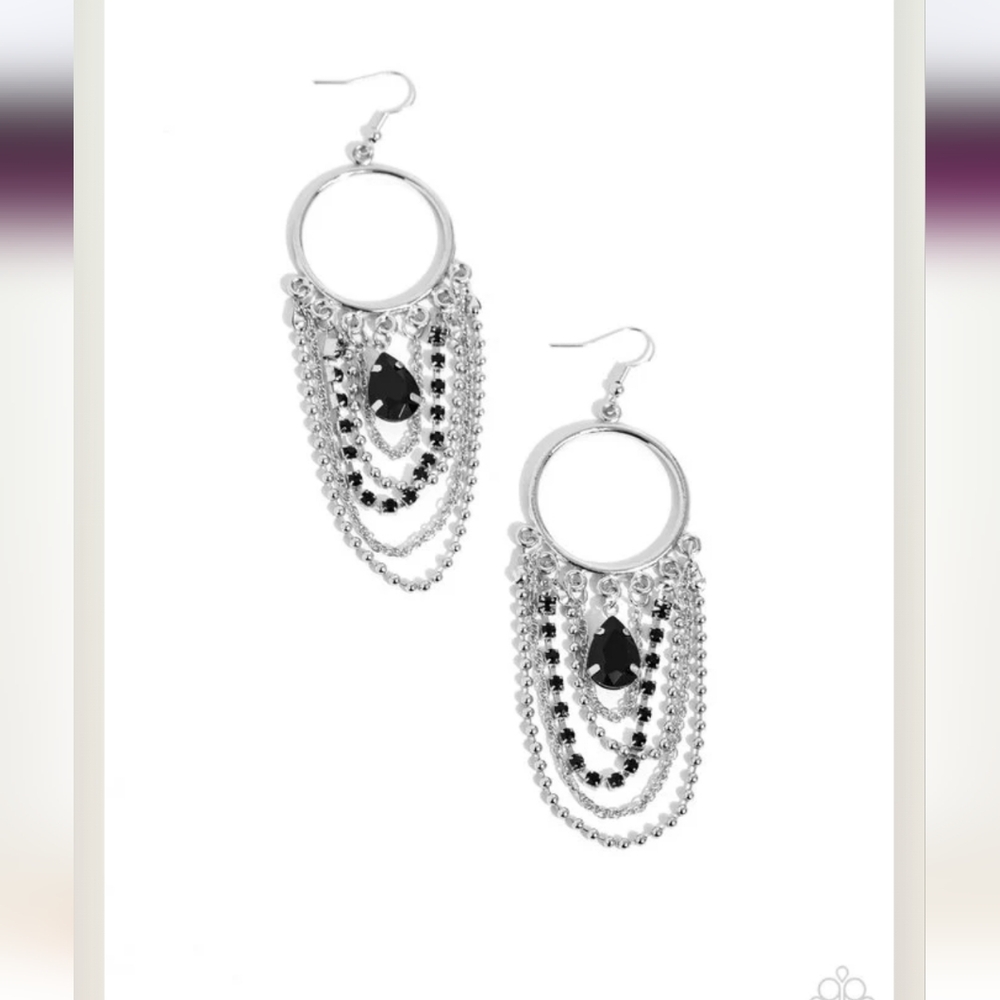 Cascading Clash Black Earrings